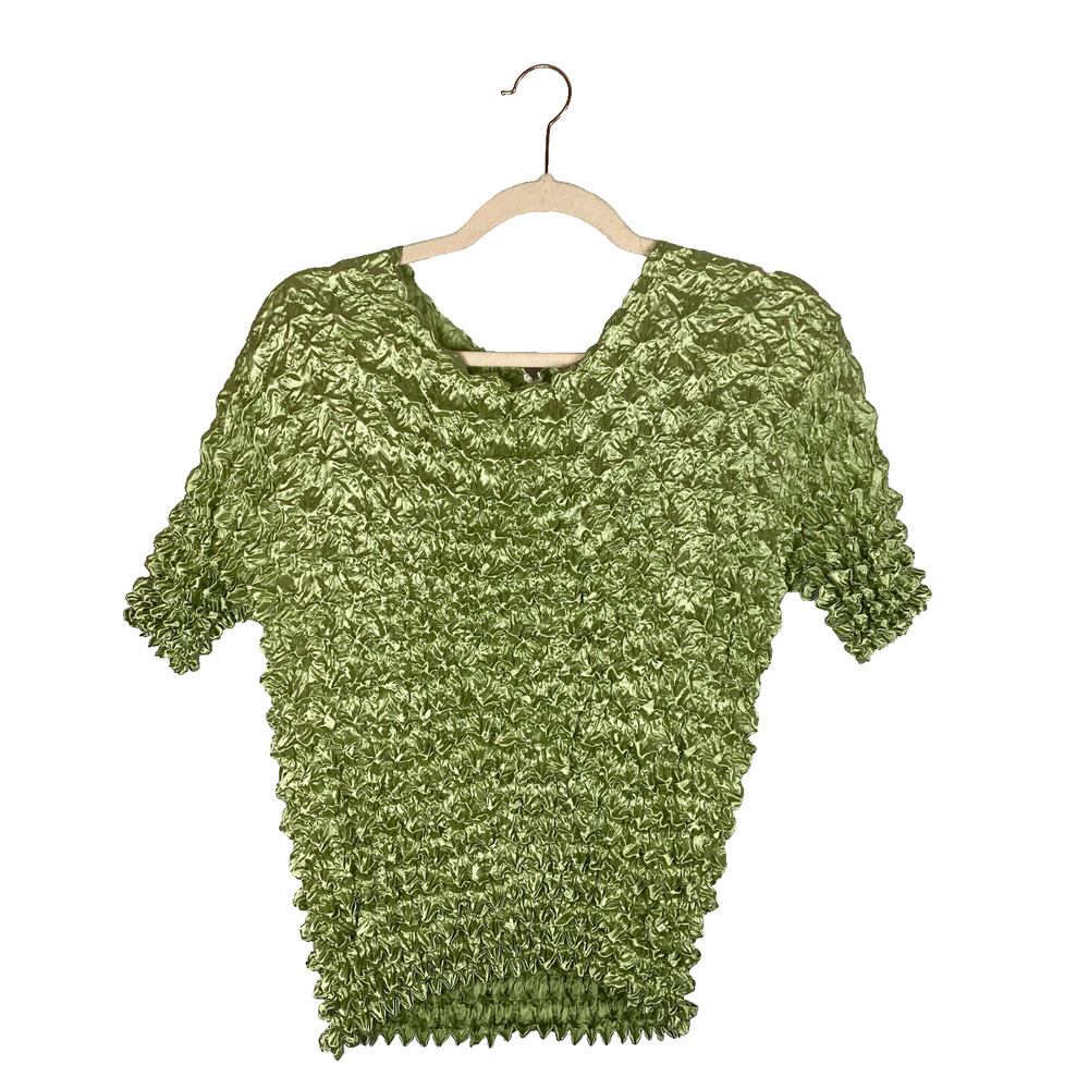 Vintage 90s Y2K Popcorn Top Shirt Green LC Brand Light Green One Size Stretch